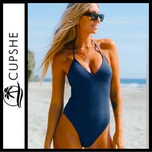 NWT Cupshe Metallic Halter Tie Swimsuit